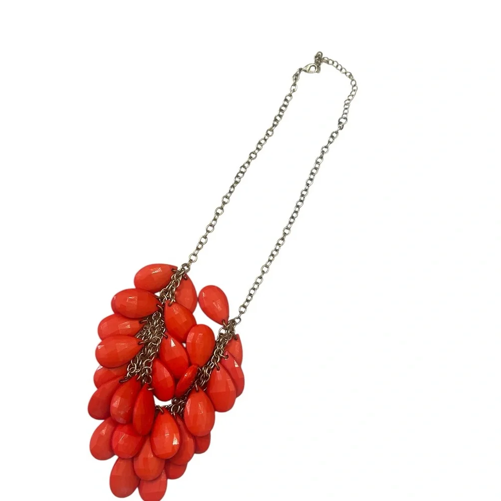 Unbranded Coral Teardrop faceted bead Layered Chain Necklace reversible